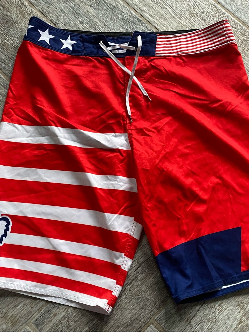 Fox Men's Red, White & Blue Hybrid Shorts 34 swim racing